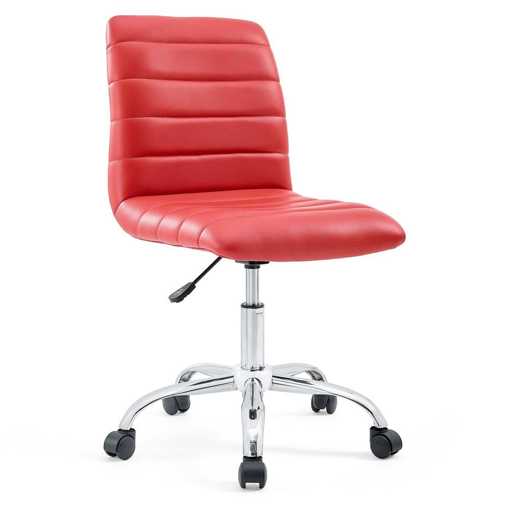 Ripple Armless Mid Back Vinyl Office Chair. Picture 2