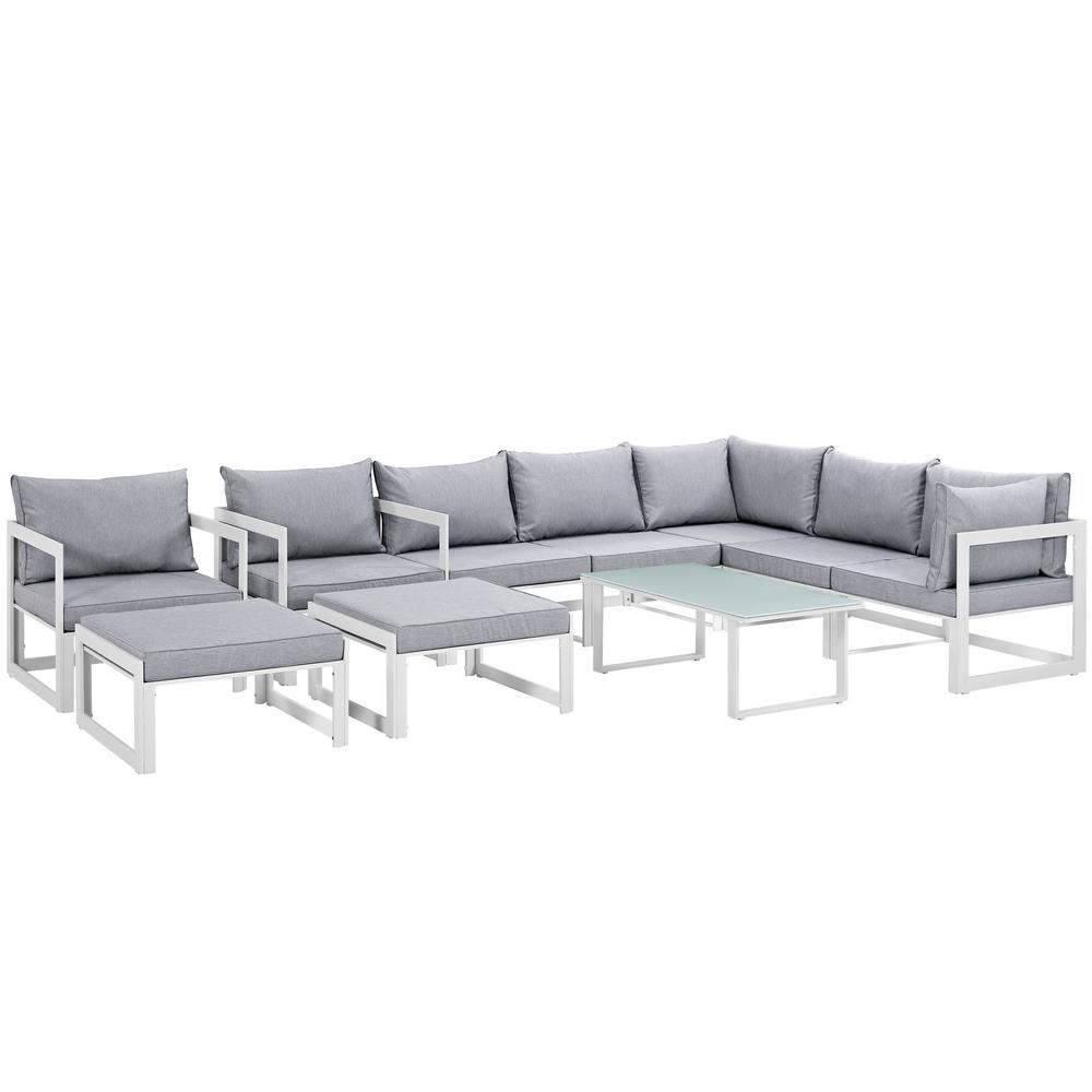 Fortuna 10 Piece Outdoor Patio Sectional Sofa Set. Picture 1