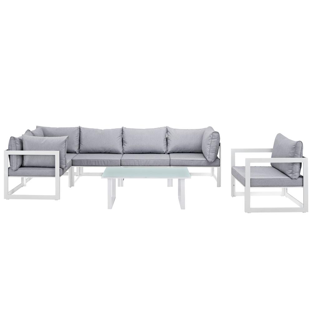 Fortuna 7 Piece Outdoor Patio Sectional Sofa Set. Picture 1