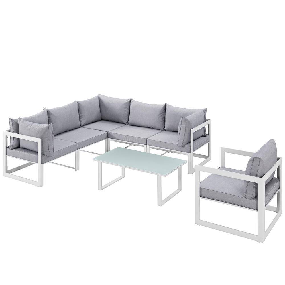 Fortuna 7 Piece Outdoor Patio Sectional Sofa Set. Picture 6