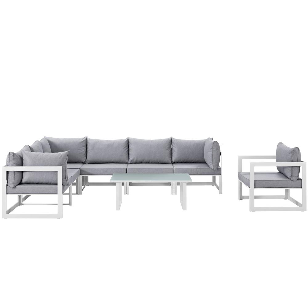 Fortuna 8 Piece Outdoor Patio Sectional Sofa Set. Picture 4
