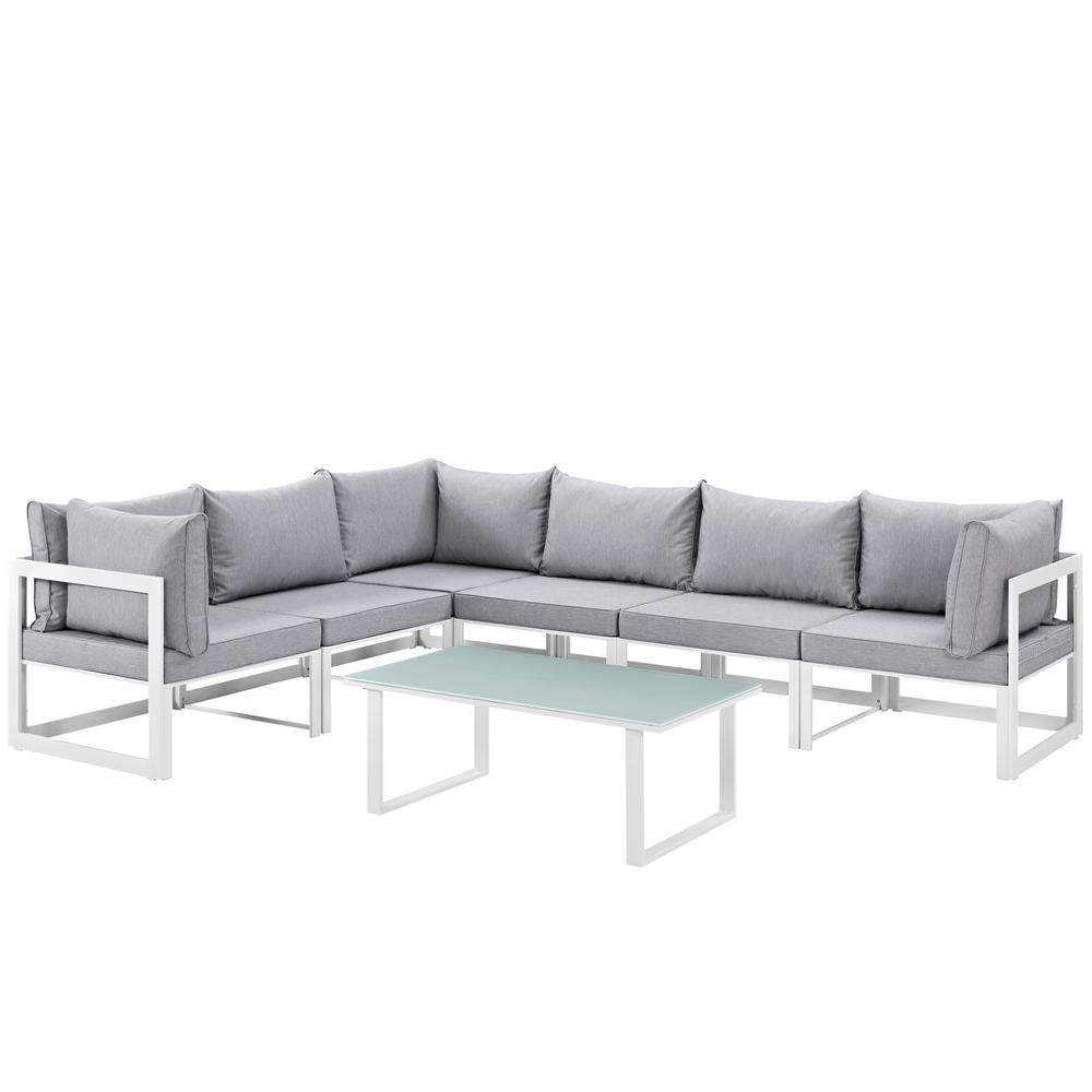 Fortuna 7 Piece Outdoor Patio Sectional Sofa Set. Picture 2