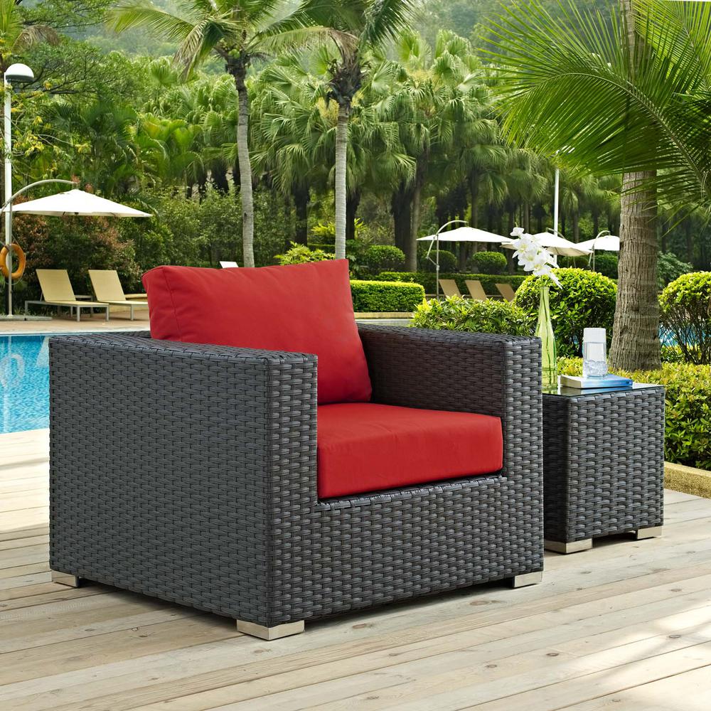 Sojourn Outdoor Patio Wicker Rattan Sunbrella® Armchair. Picture 4