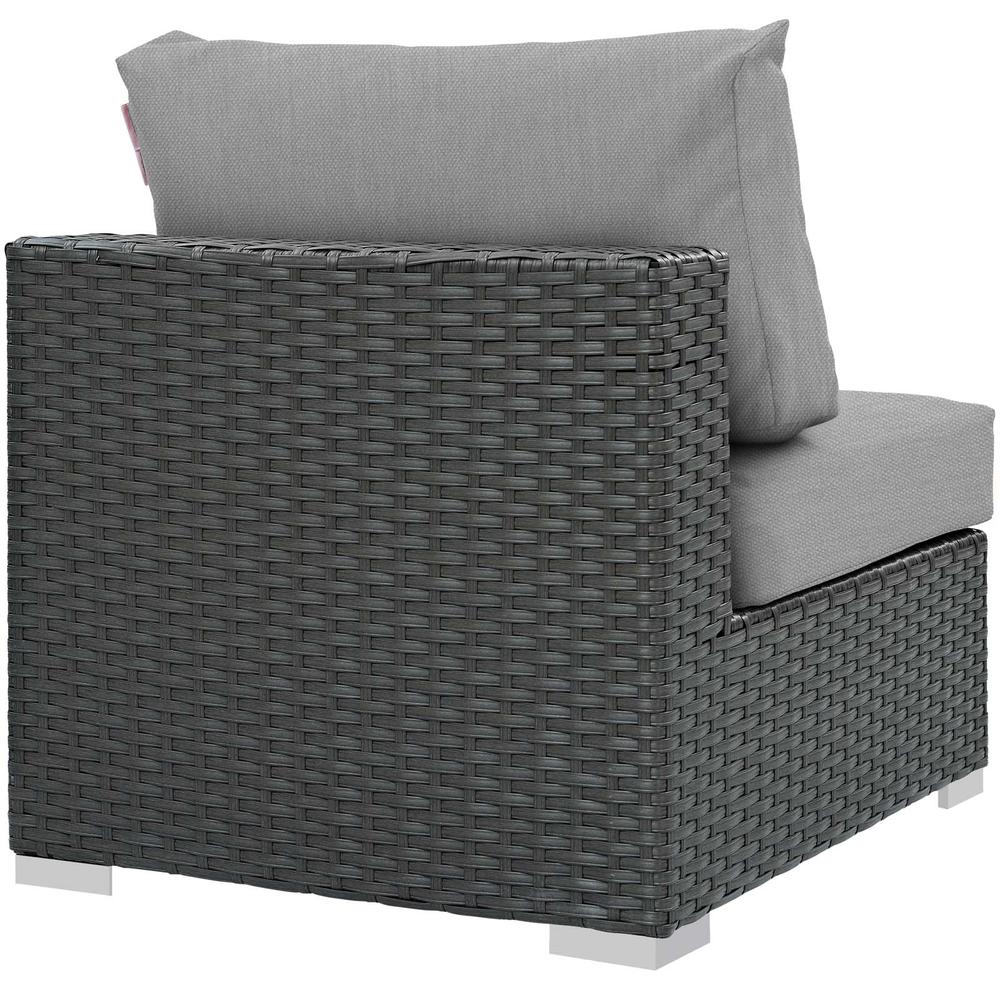 Sojourn Armless Outdoor Patio Wicker Rattan Sunbrella® Sectional Set. Picture 3