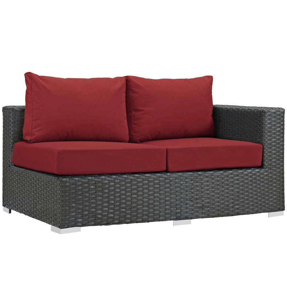 Sojourn Outdoor Patio Sunbrella Right Arm Loveseat. Picture 1