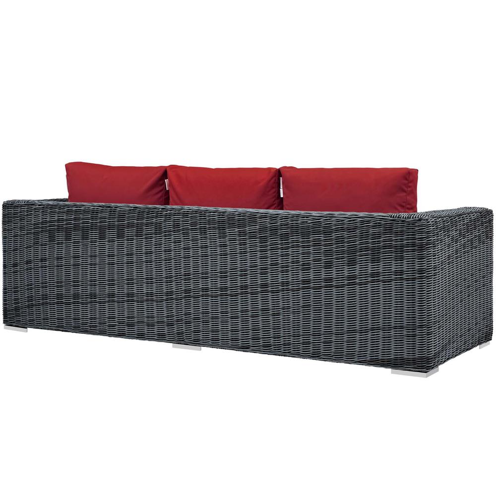 Summon Outdoor Patio Wicker Rattan Sunbrella® Sofa. Picture 3