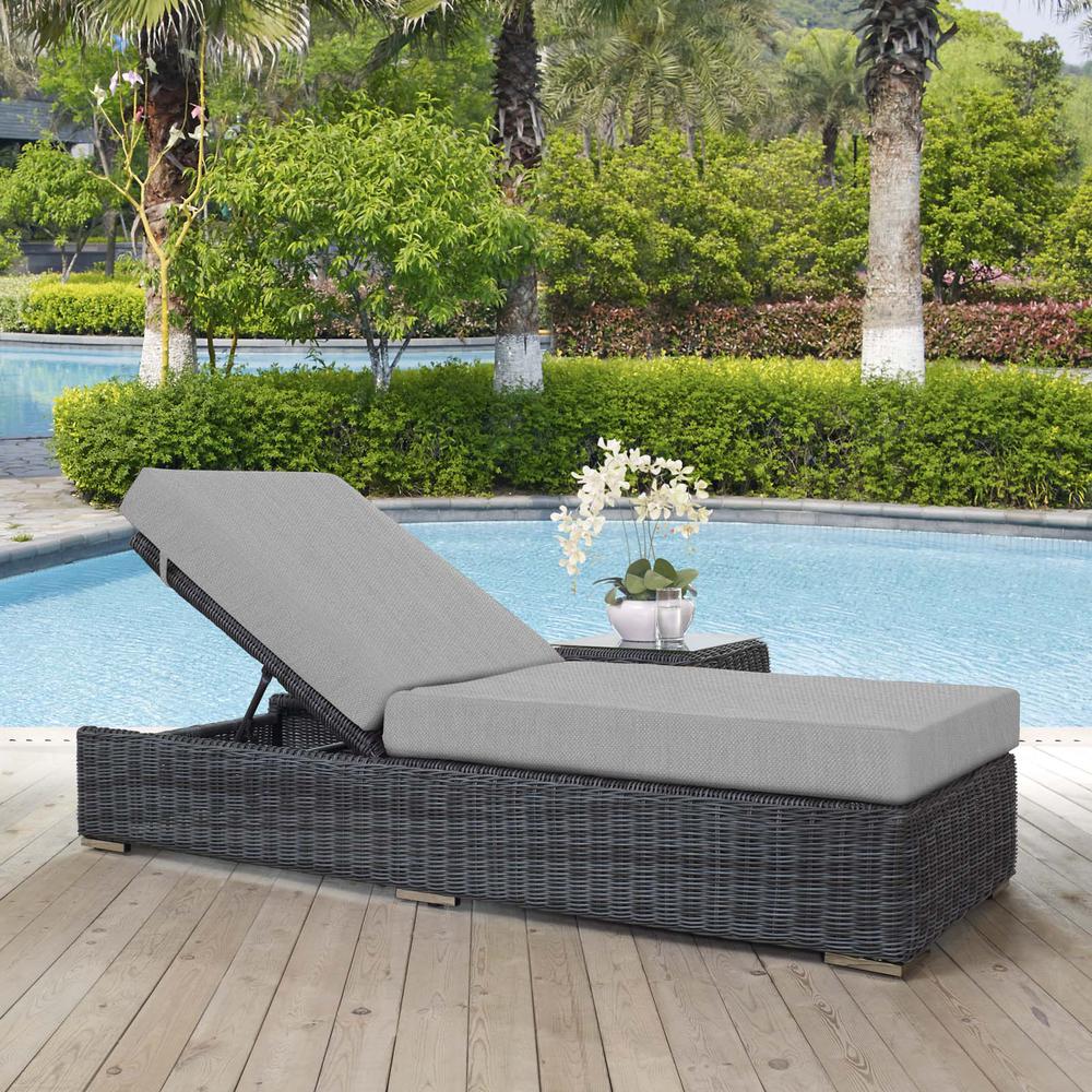 Summon Outdoor Patio Wicker Rattan Sunbrella® Chaise Lounge. Picture 4