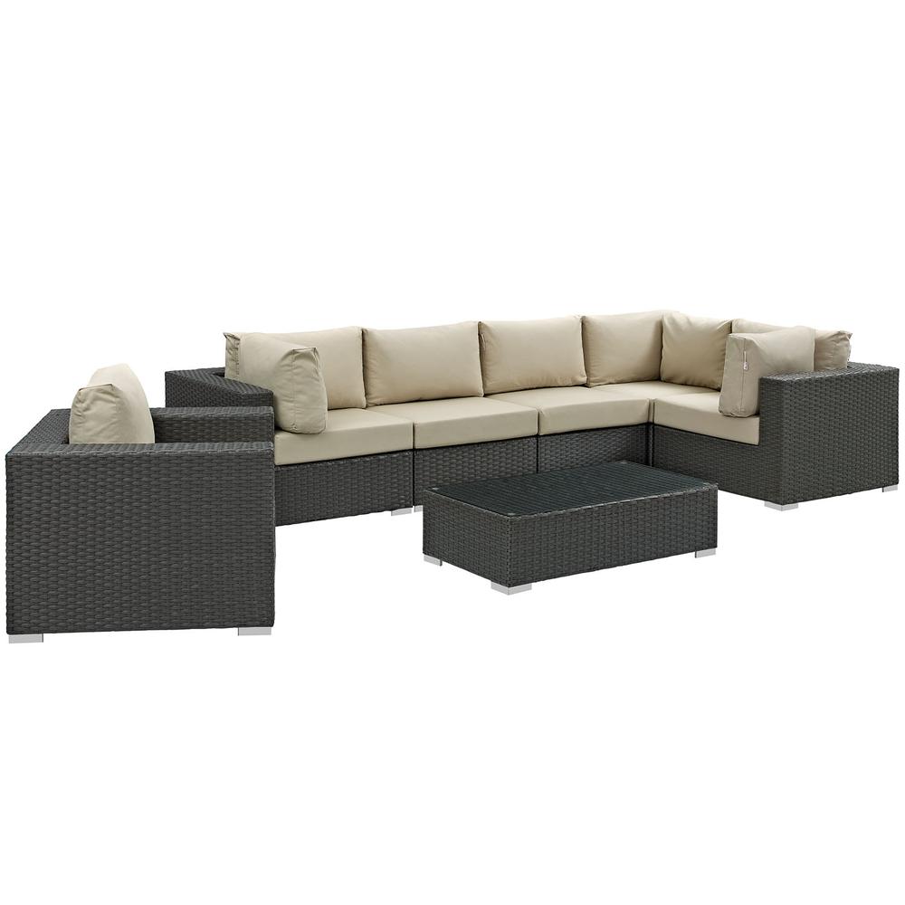 Sojourn 7 Piece Outdoor Patio Sunbrella® Sectional Set. Picture 2