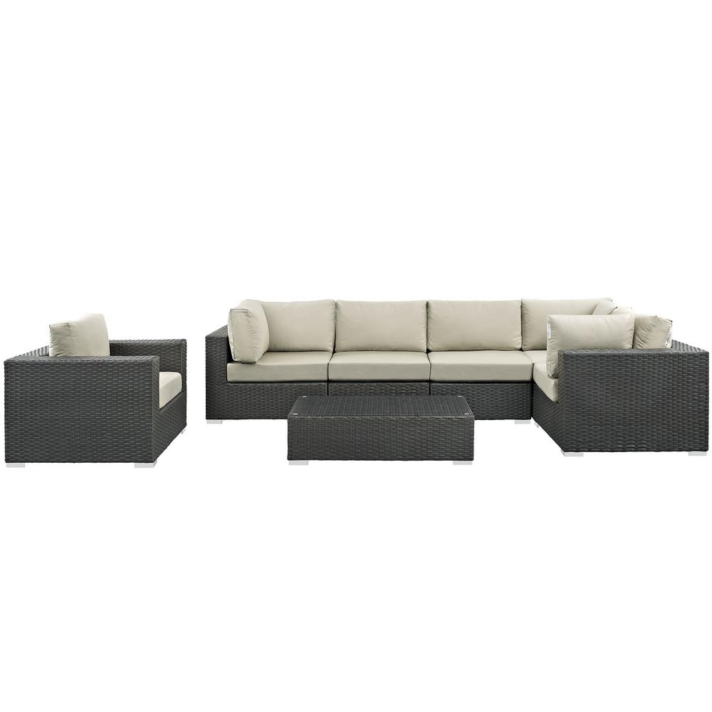 Sojourn 7 Piece Outdoor Patio Sunbrella® Sectional Set. Picture 5
