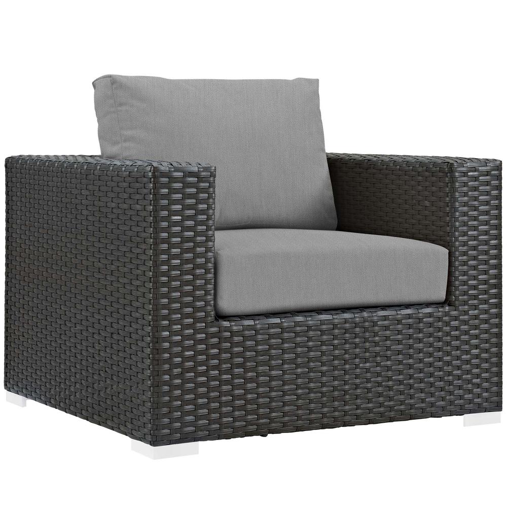Sojourn 7 Piece Outdoor Patio Wicker Rattan Sunbrella® Sectional Set. Picture 5