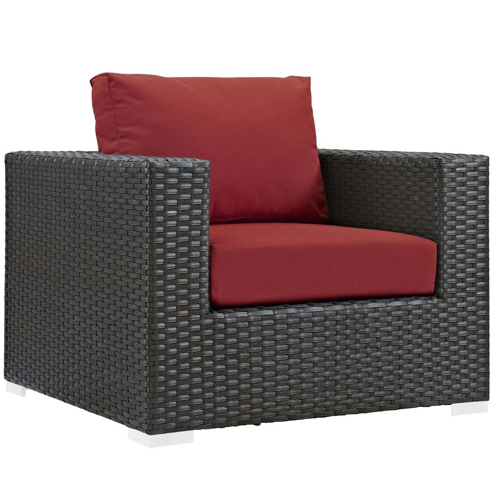 Sojourn 7 Piece Outdoor Patio Wicker Rattan Sunbrella® Sectional Set. Picture 5
