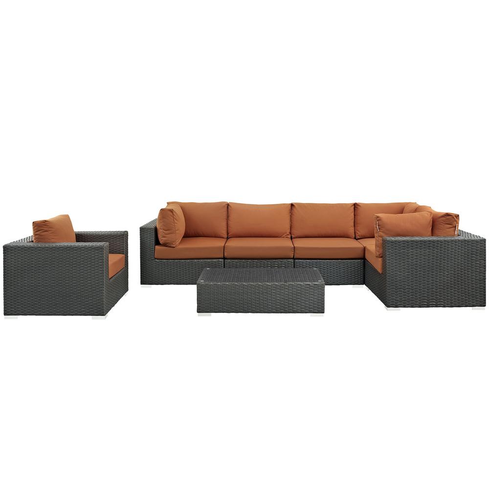 Sojourn 7 Piece Outdoor Patio Sunbrella® Sectional Set. Picture 5