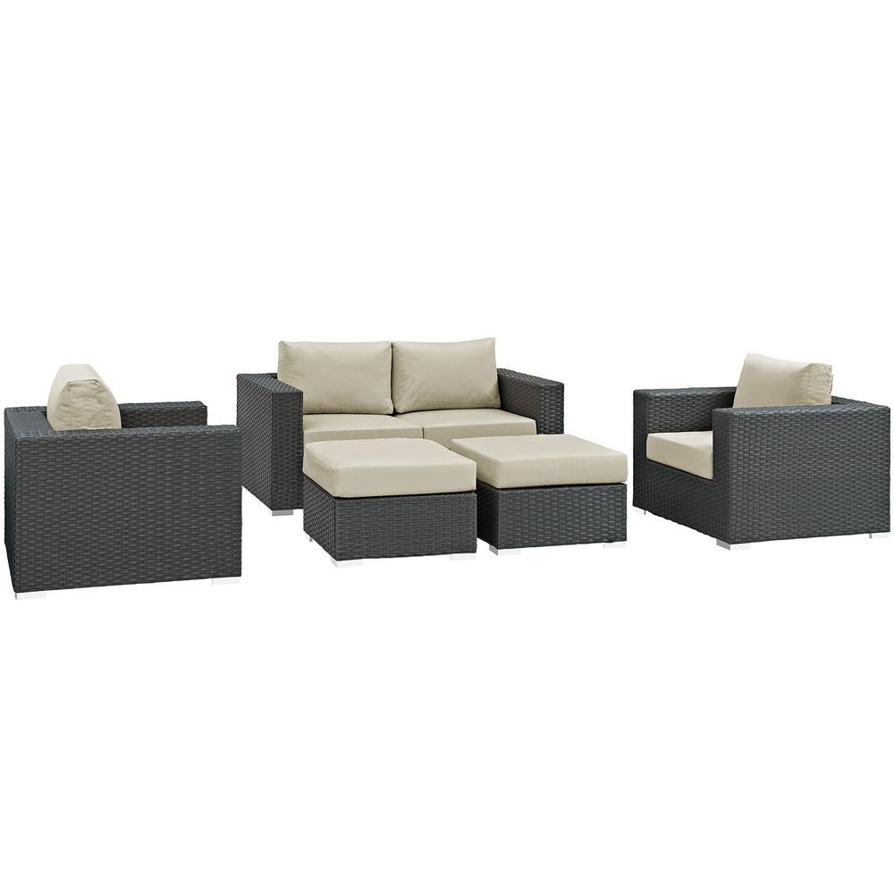 Sojourn 5 Piece Outdoor Patio Sunbrella® Sectional Set. Picture 1
