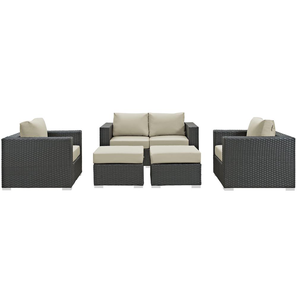 Sojourn 5 Piece Outdoor Patio Sunbrella® Sectional Set. Picture 4