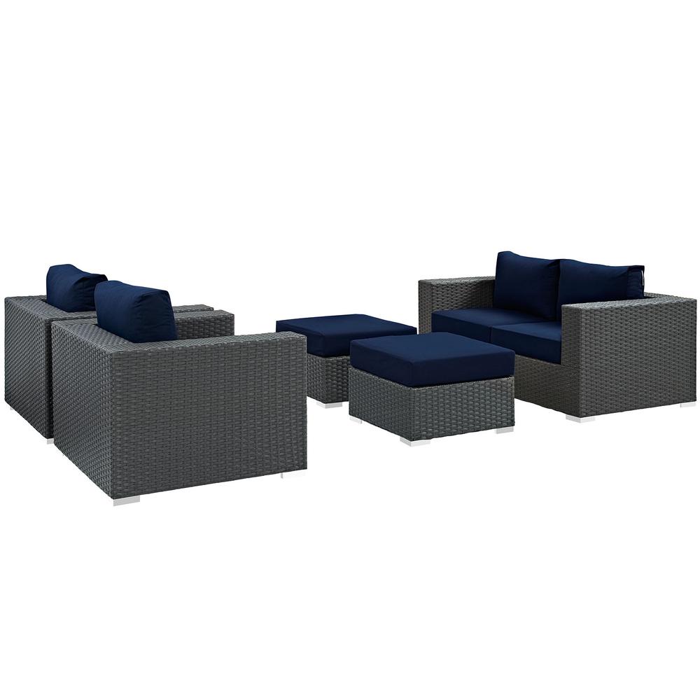 Sojourn 5 Piece Outdoor Patio Sunbrella Sectional Set. Picture 2