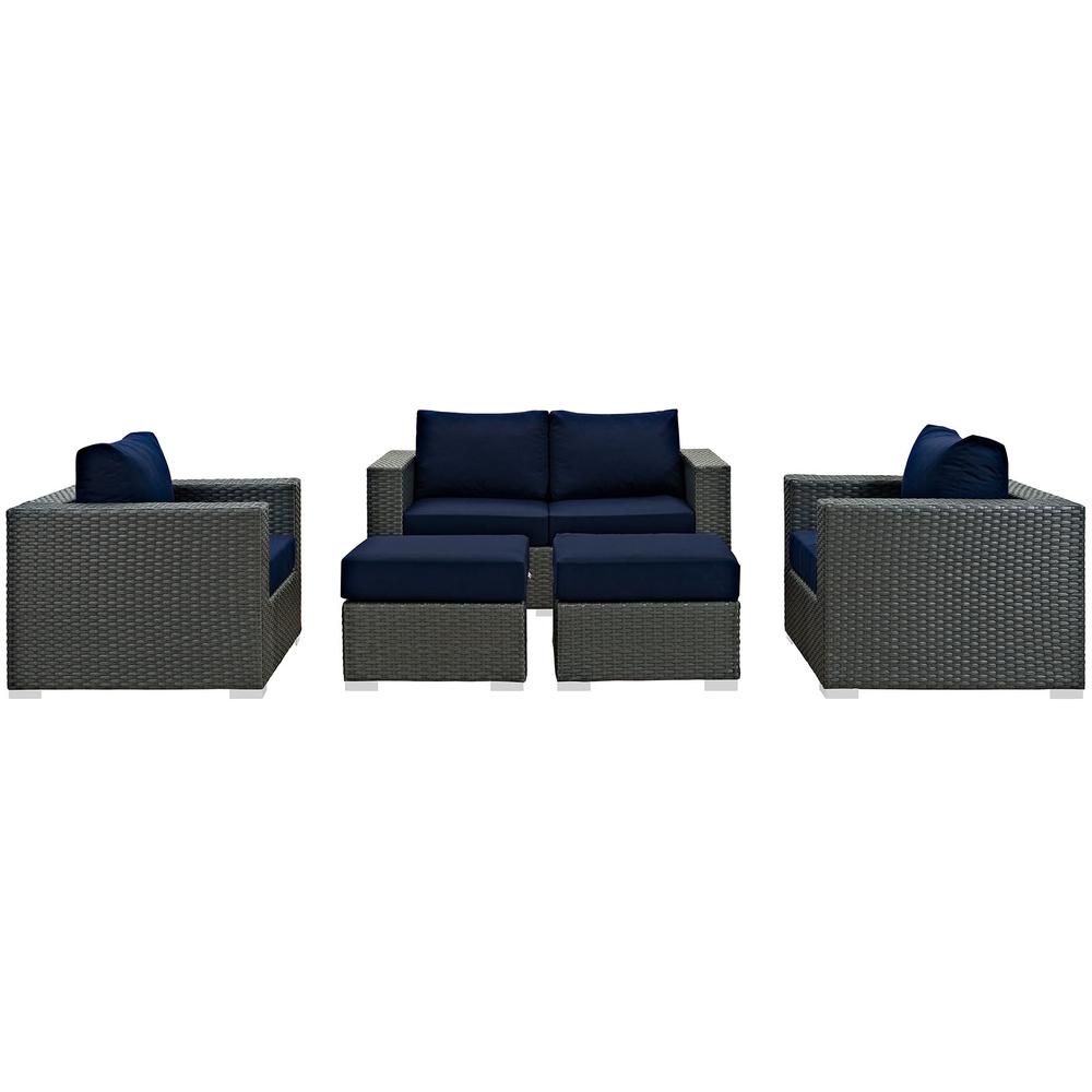 Sojourn 5 Piece Outdoor Patio Sunbrella® Sectional Set. Picture 4