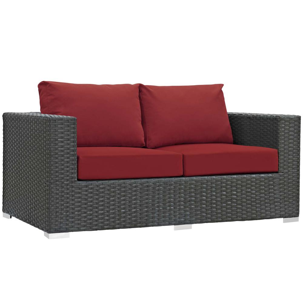 Sojourn 5 Piece Outdoor Patio Wicker Rattan Sunbrella® Sectional Set. Picture 4