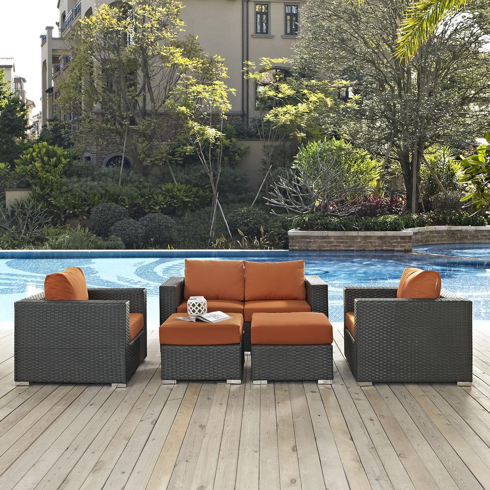 Sojourn 5 Piece Outdoor Patio Sunbrella Sectional Set. Picture 6