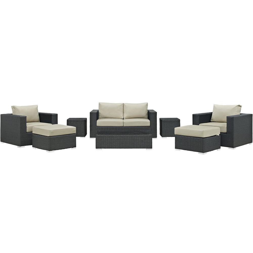 Sojourn 8 Piece Outdoor Patio Sunbrella® Sectional Set. Picture 3