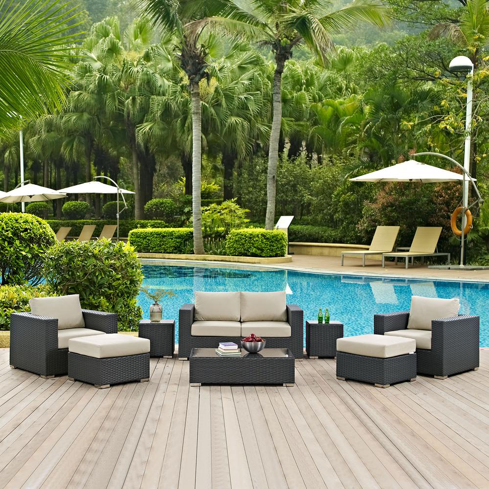 Sojourn 8 Piece Outdoor Patio Sunbrella® Sectional Set. Picture 9