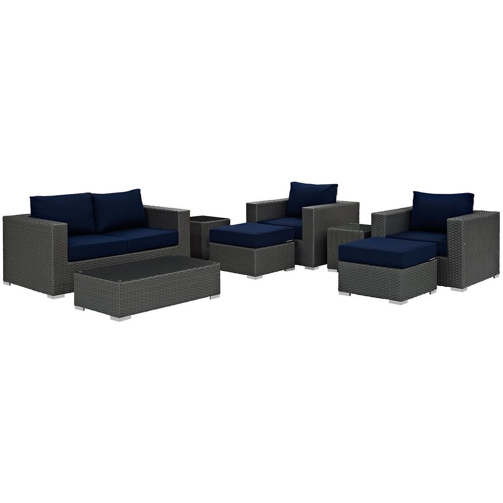 Sojourn 8 Piece Outdoor Patio Sunbrella® Sectional Set. Picture 1