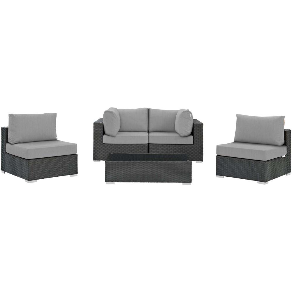 Sojourn 5 Piece Outdoor Patio Sunbrella Sectional Set. Picture 1