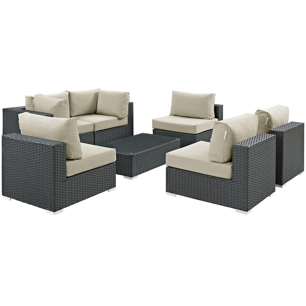 Sojourn 7 Piece Outdoor Patio Sunbrella® Sectional Set. Picture 1