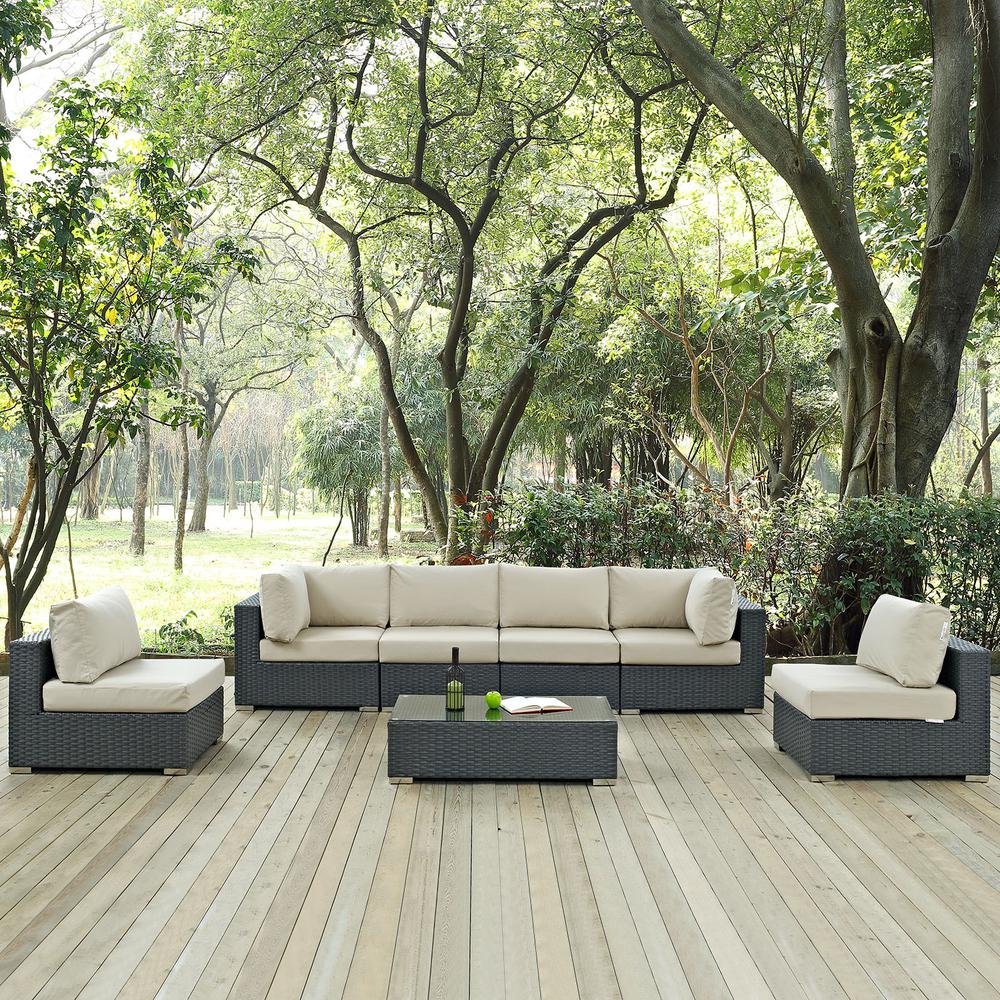Sojourn 7 Piece Outdoor Patio Sunbrella® Sectional Set. Picture 8