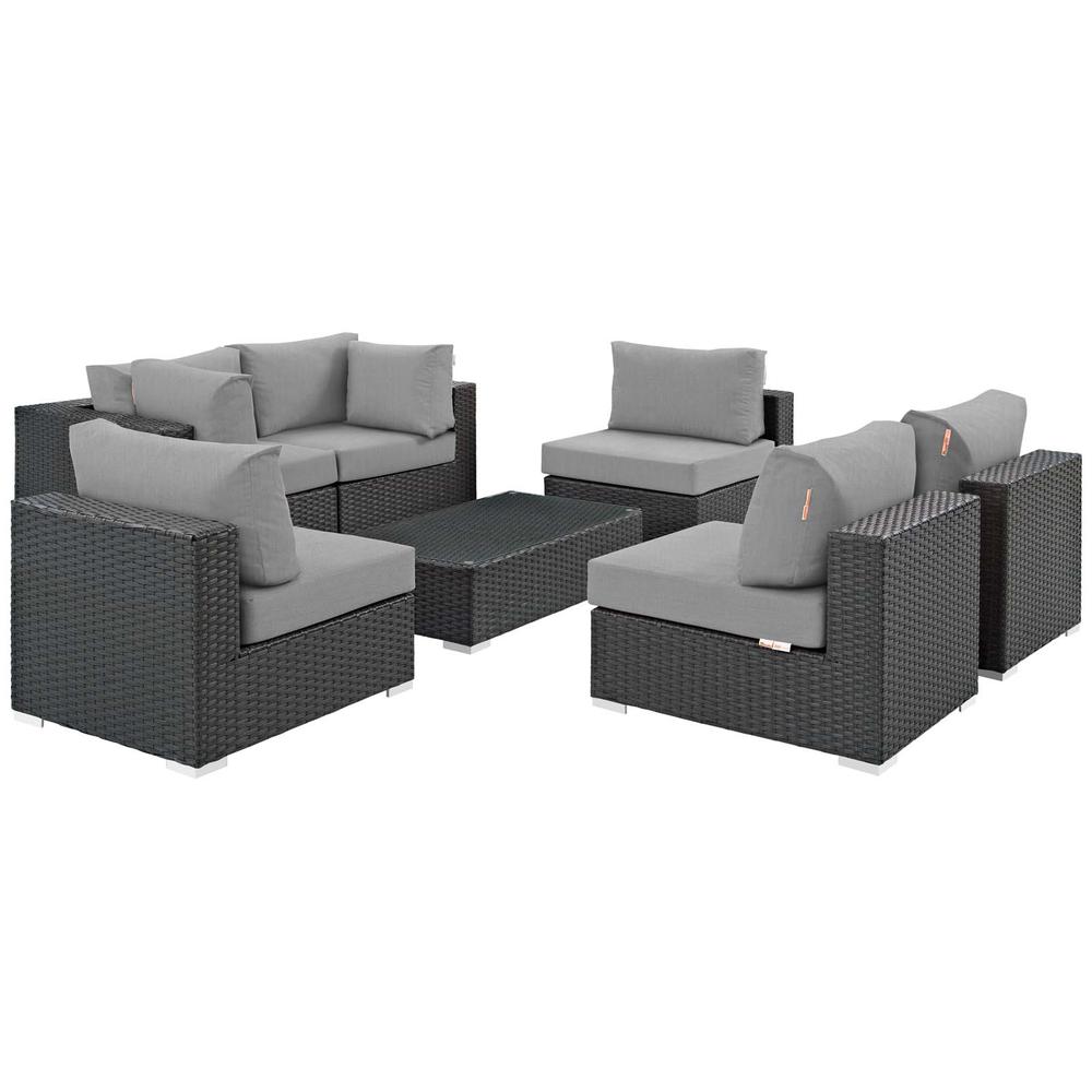Sojourn 7 Piece Outdoor Patio Sunbrella Sectional Set. The main picture.