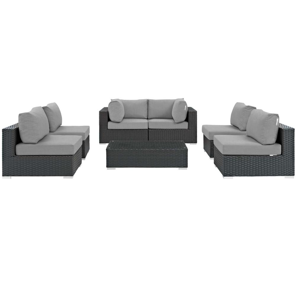 Sojourn 7 Piece Outdoor Patio Sunbrella Sectional Set. Picture 2