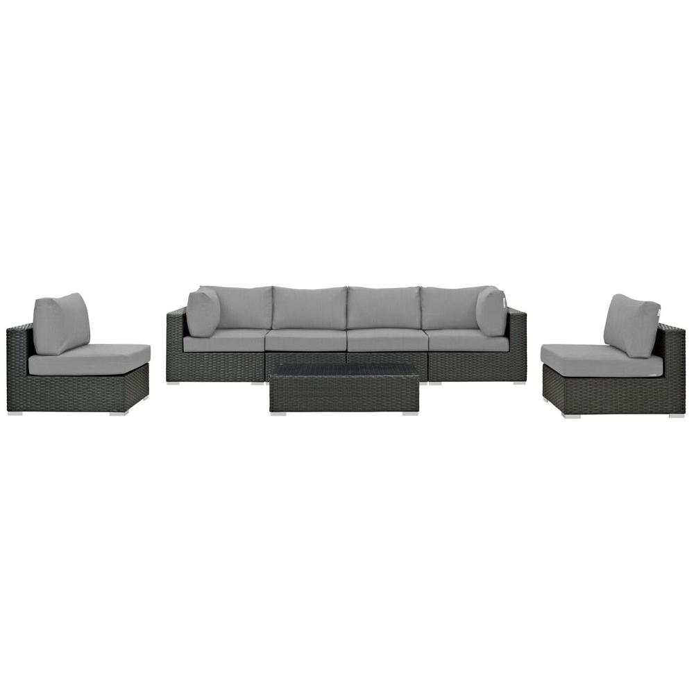 Sojourn 7 Piece Outdoor Patio Sunbrella Sectional Set. Picture 3