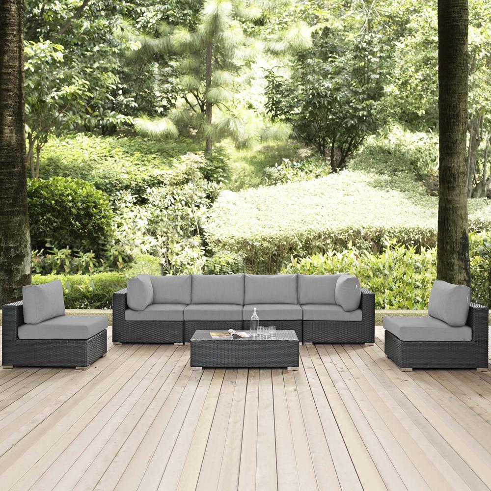 Sojourn 7 Piece Outdoor Patio Sunbrella Sectional Set. Picture 7