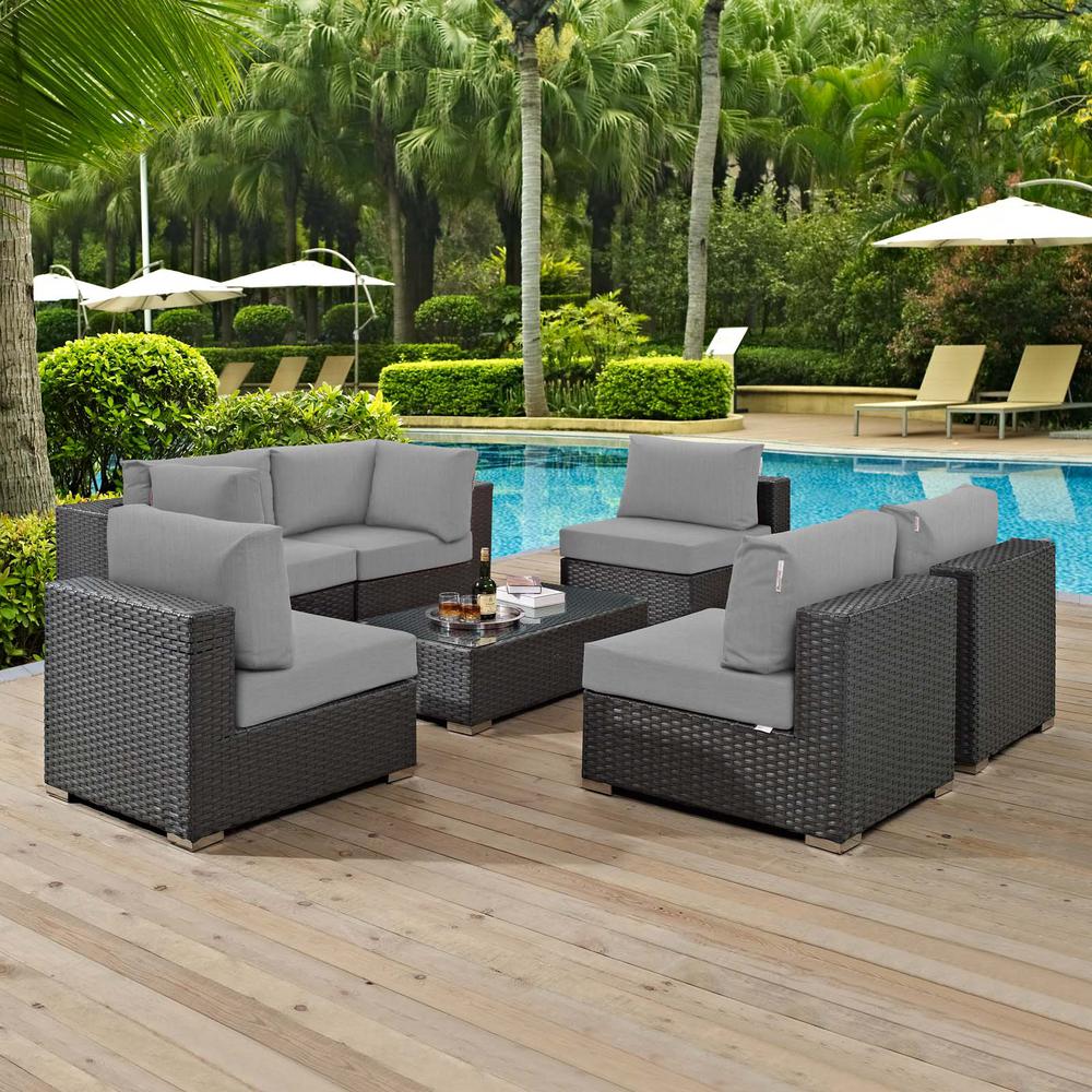Sojourn 7 Piece Outdoor Patio Sunbrella Sectional Set. Picture 8