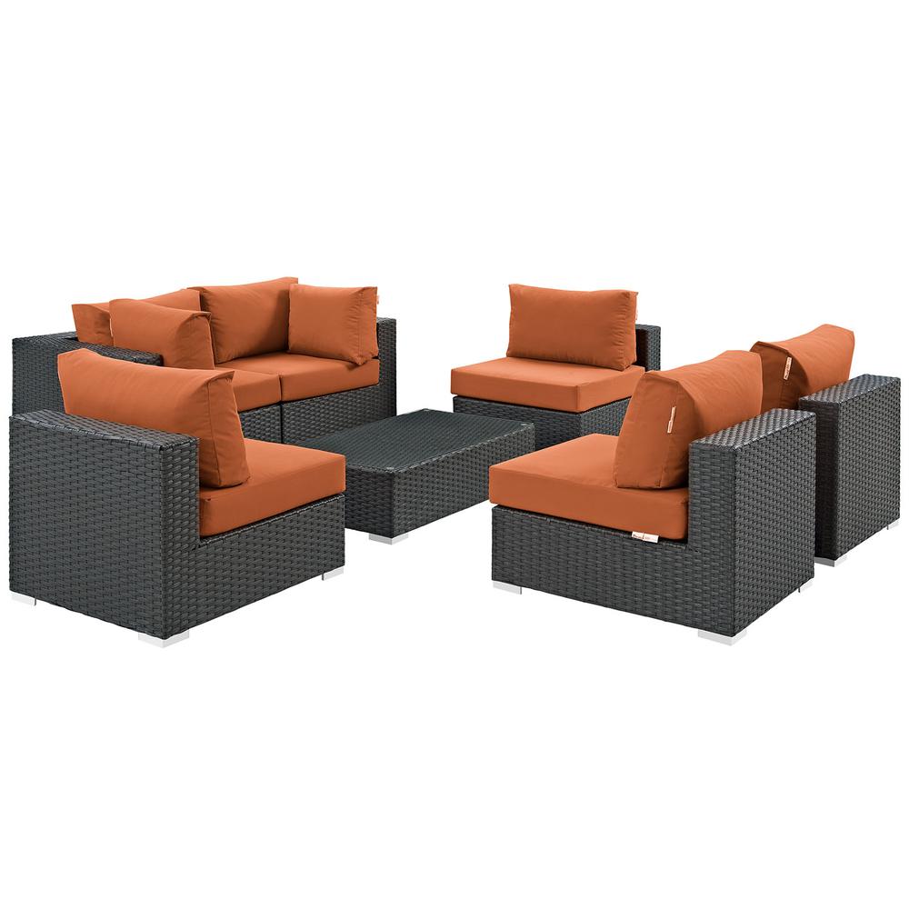 Sojourn 7 Piece Outdoor Patio Sunbrella® Sectional Set. Picture 1