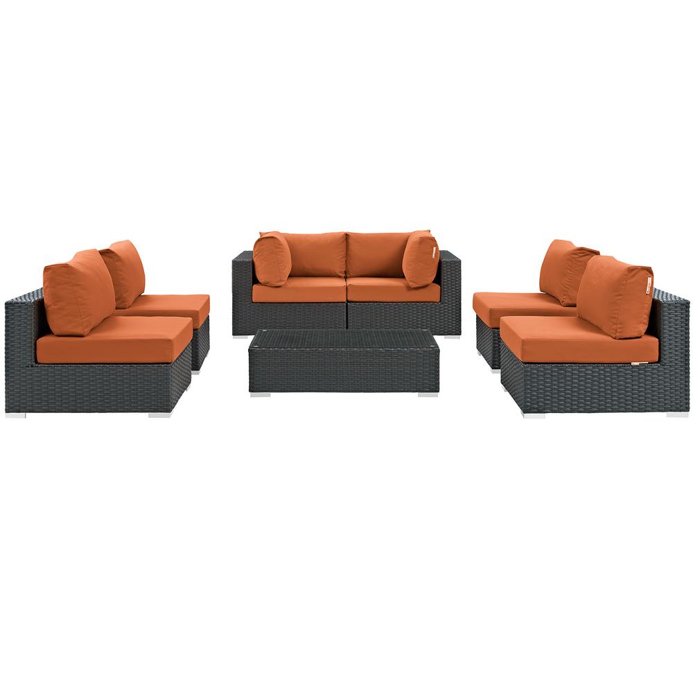 Sojourn 7 Piece Outdoor Patio Sunbrella® Sectional Set. Picture 3