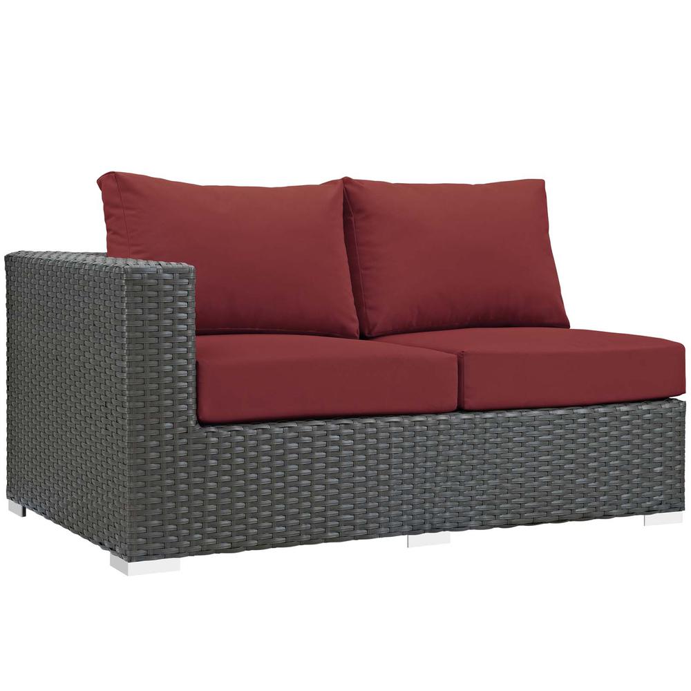 Sojourn 11 Piece Outdoor Patio Wicker Rattan Sunbrella® Sectional Set. Picture 2