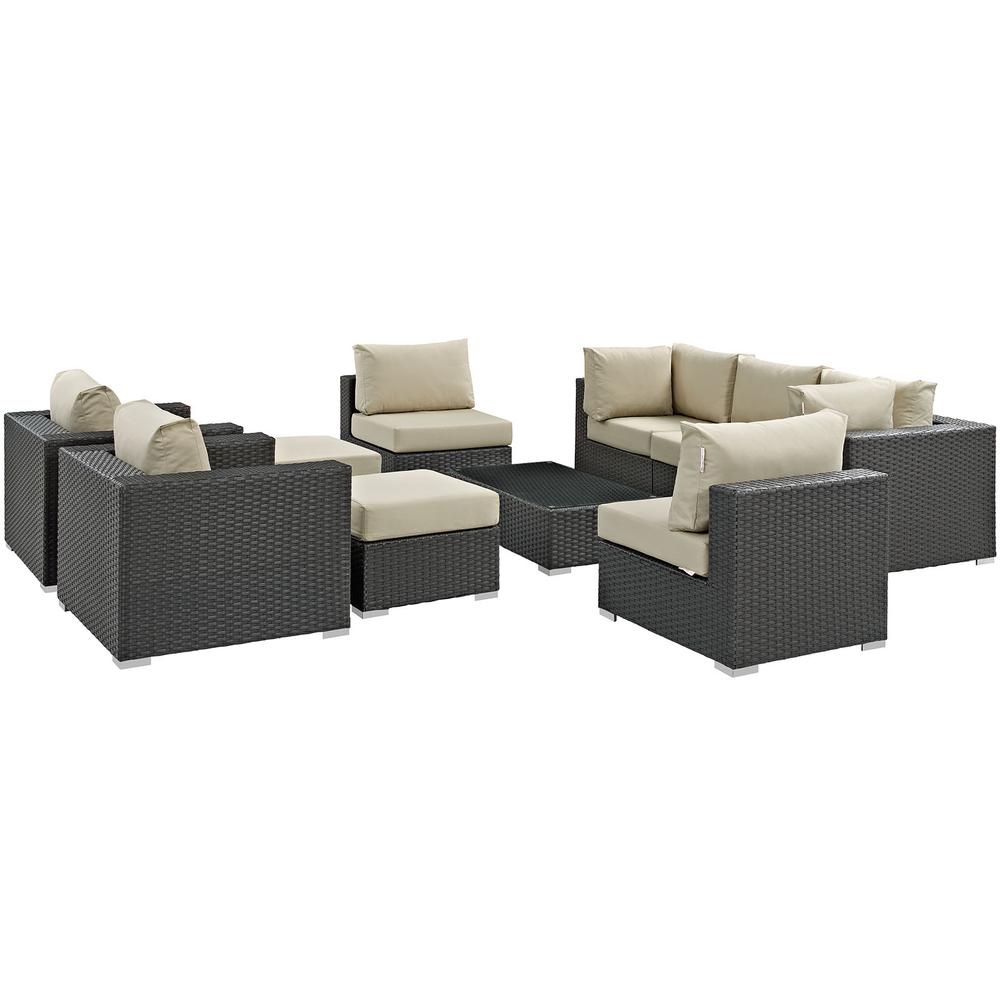 Sojourn 10 Piece Outdoor Patio Sunbrella® Sectional Set. Picture 1