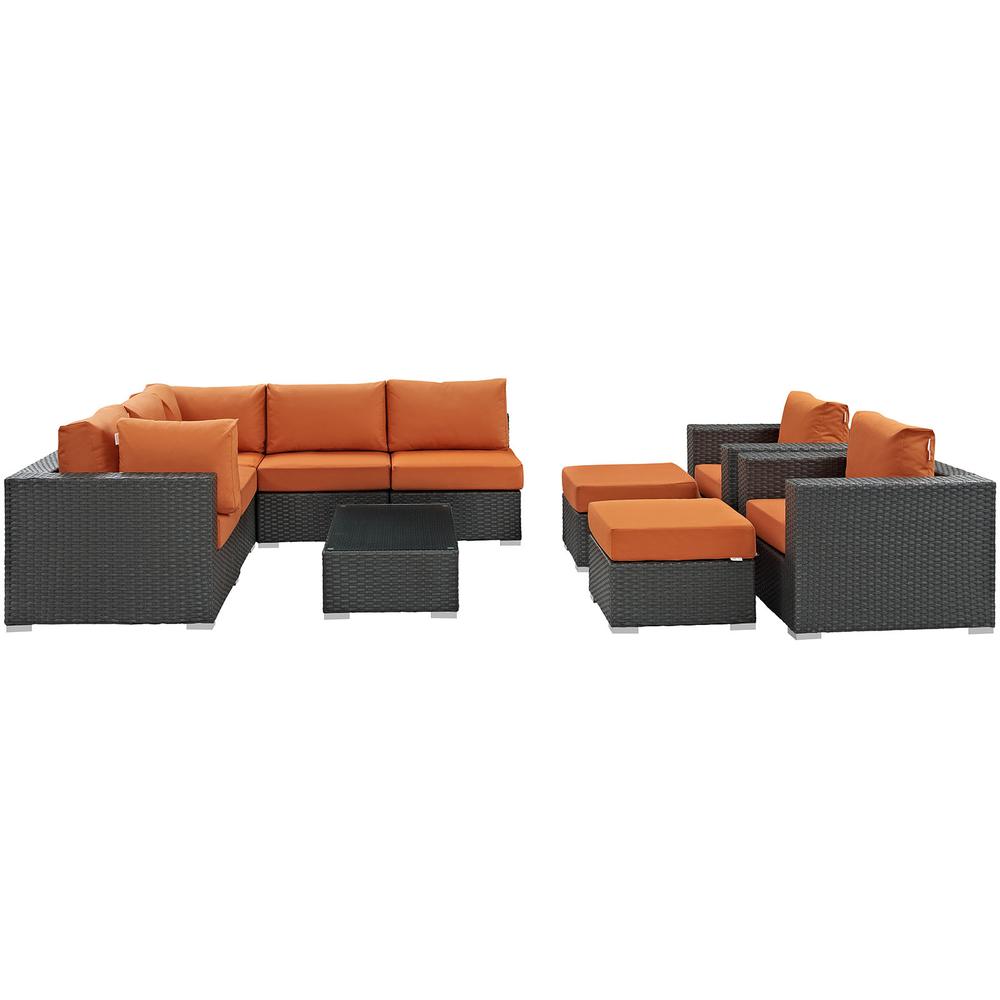 Sojourn 10 Piece Outdoor Patio Sunbrella Sectional Set. Picture 1