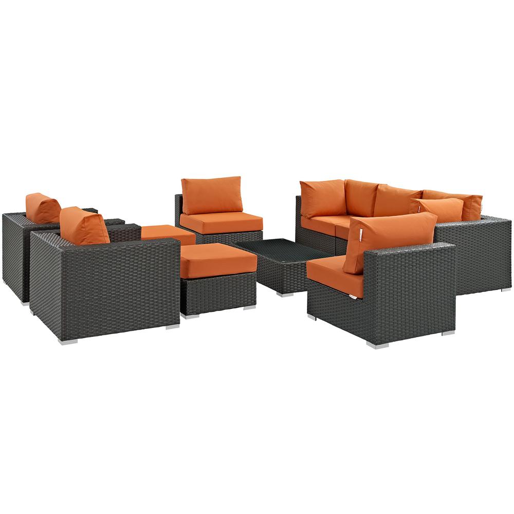 Sojourn 10 Piece Outdoor Patio Sunbrella® Sectional Set. Picture 3