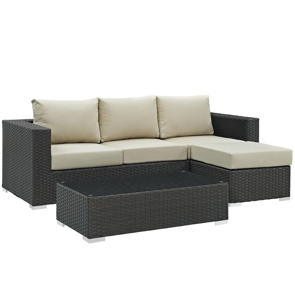 Sojourn 3 Piece Outdoor Patio Sunbrella® Sectional Set. Picture 2