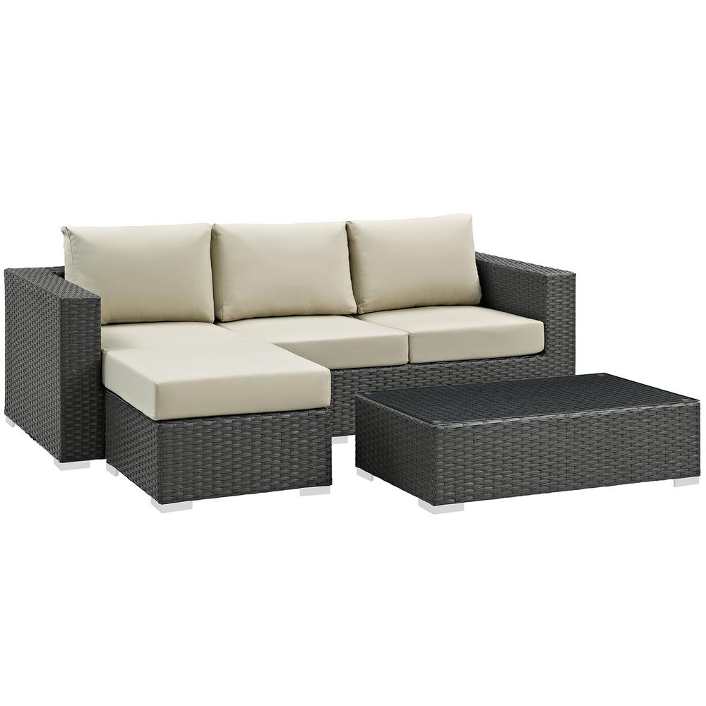 Sojourn 3 Piece Outdoor Patio Sunbrella® Sectional Set. Picture 3