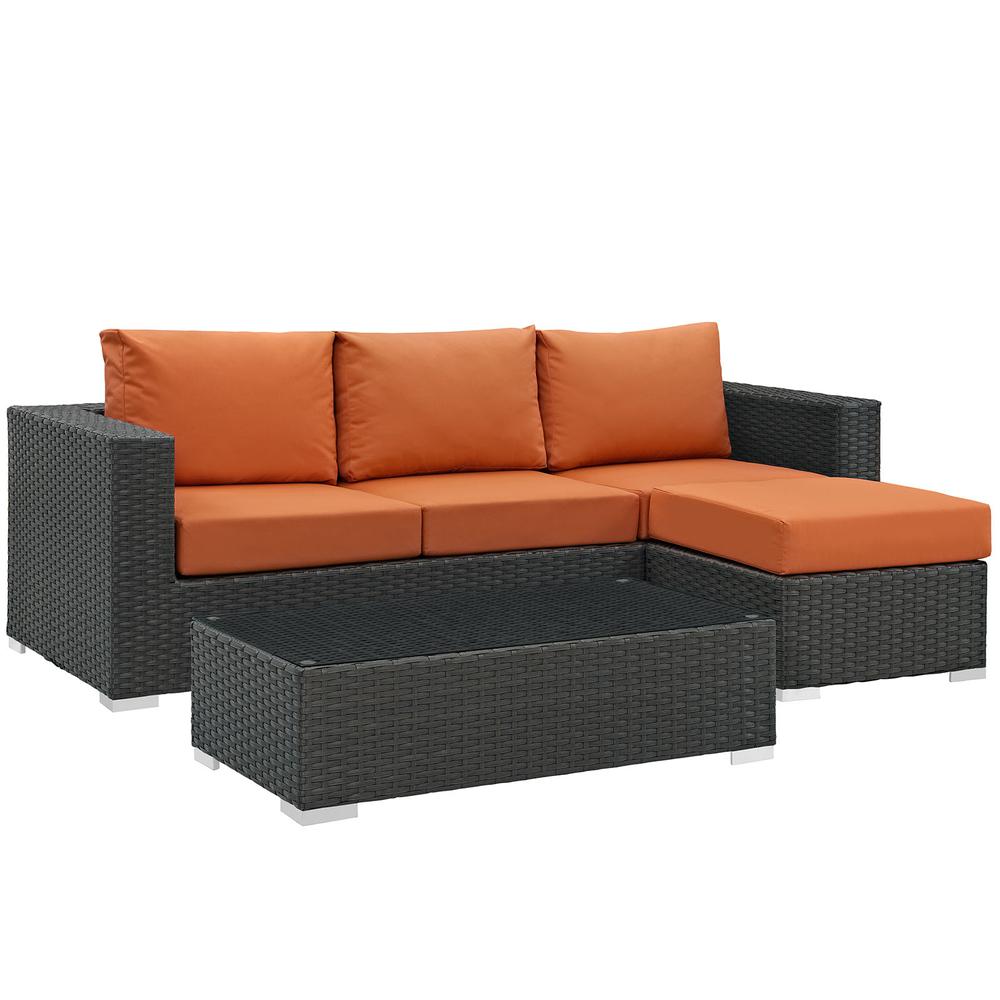 Sojourn 3 Piece Outdoor Patio Sunbrella® Sectional Set. Picture 1