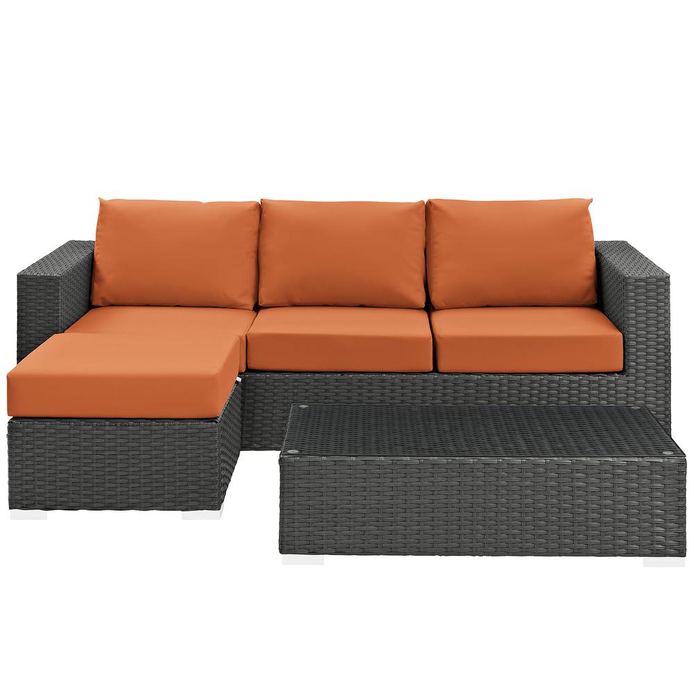 Sojourn 3 Piece Outdoor Patio Sunbrella Sectional Set. Picture 3