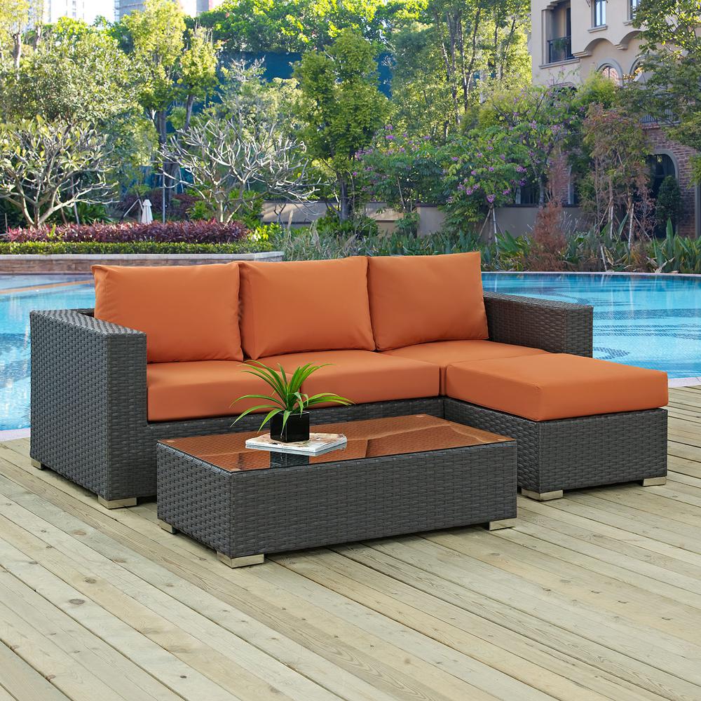 Sojourn 3 Piece Outdoor Patio Sunbrella® Sectional Set. Picture 8