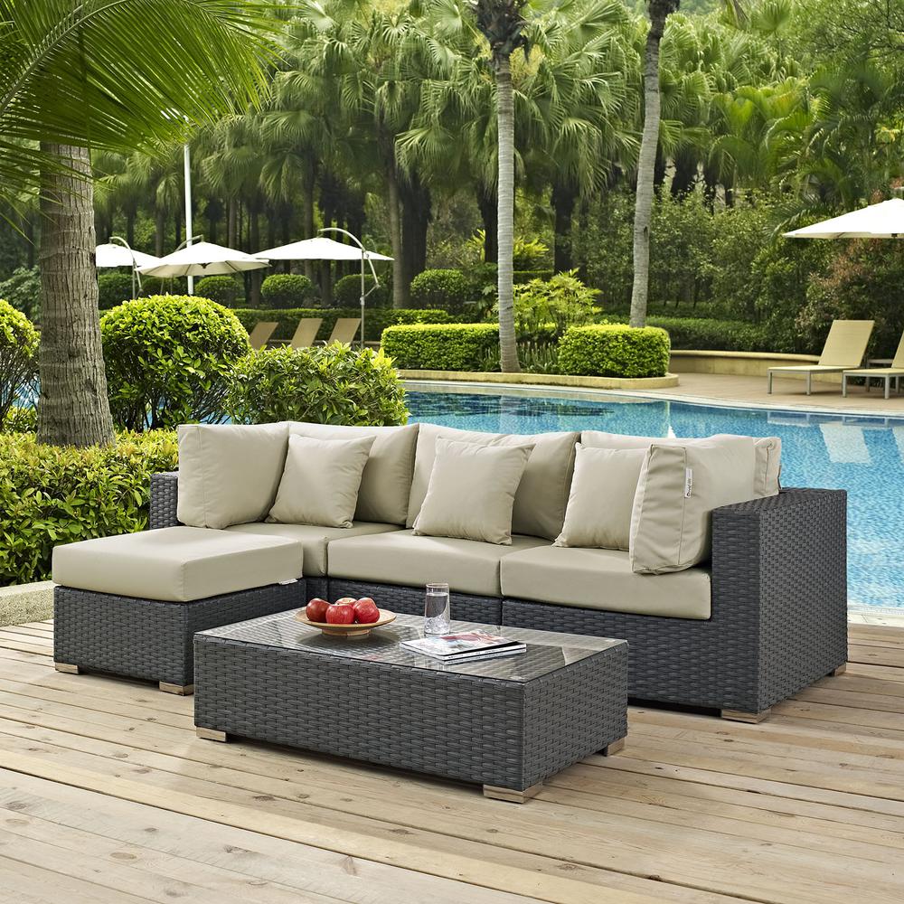 Sojourn 5 Piece Outdoor Patio Sunbrella® Sectional Set. Picture 7