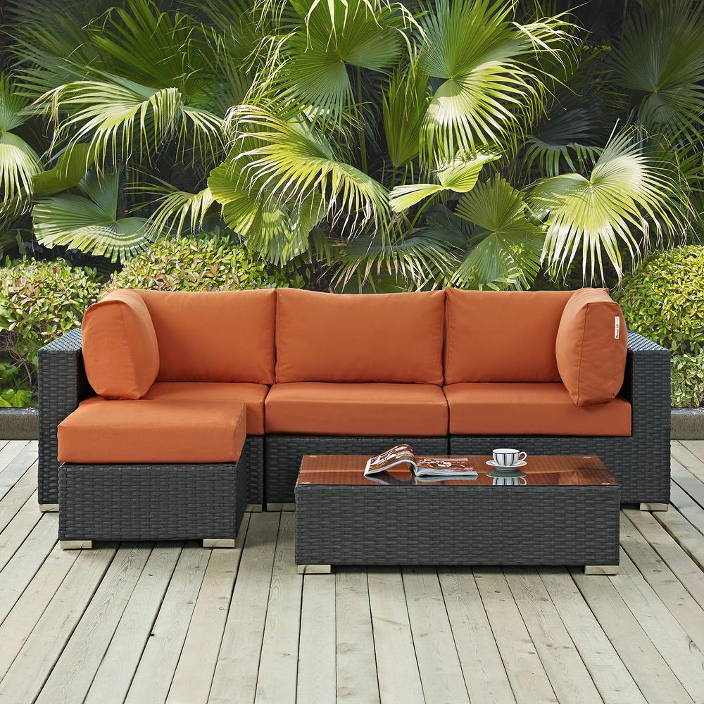 Sojourn 5 Piece Outdoor Patio Sunbrella Sectional Set. Picture 5