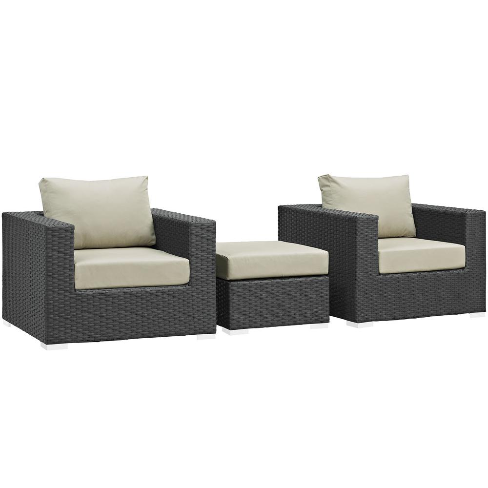 Sojourn 3 Piece Outdoor Patio Sunbrella Sectional Set. Picture 1