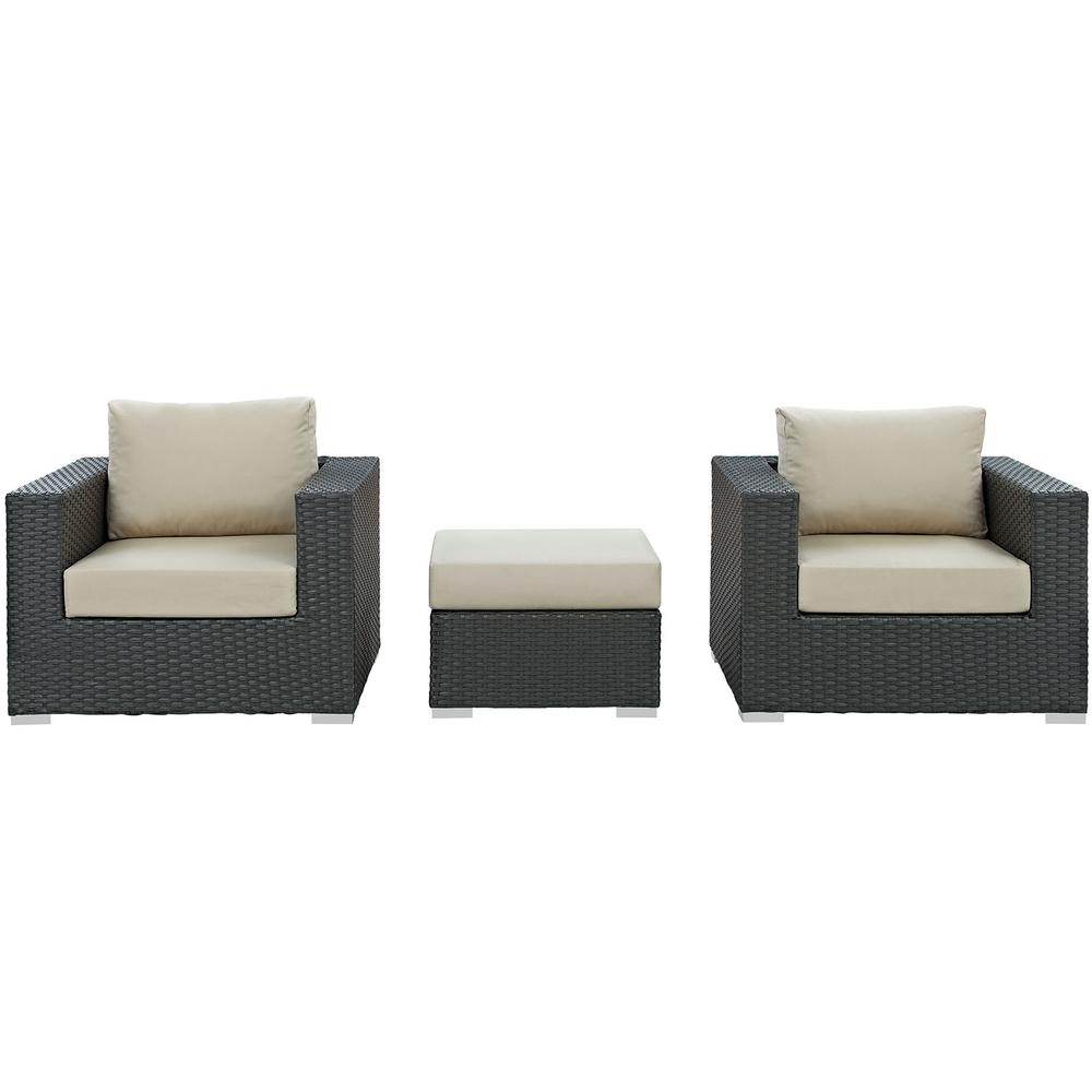 Sojourn 3 Piece Outdoor Patio Sunbrella® Sectional Set. Picture 4