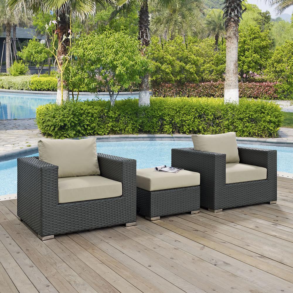 Sojourn 3 Piece Outdoor Patio Sunbrella Sectional Set. Picture 6