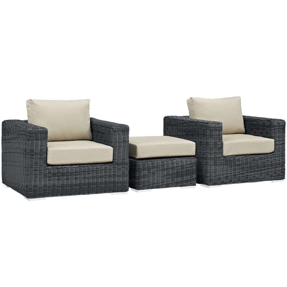 Summon 3 Piece Outdoor Patio Sunbrella® Sectional Set. The main picture.